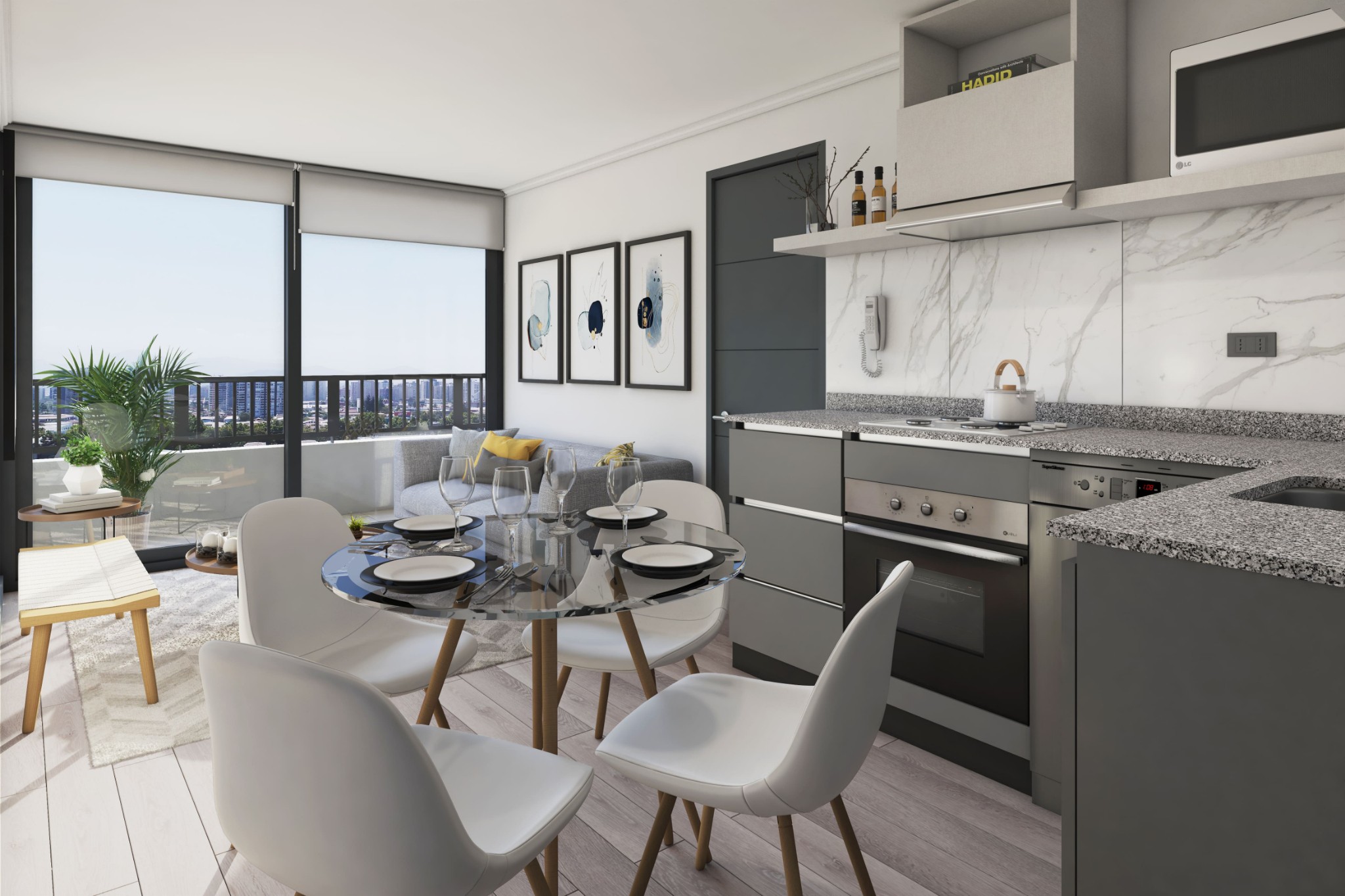 Living comedor y cocina