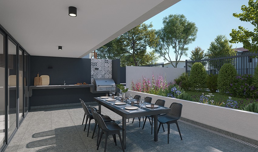 Quincho y terraza exterior